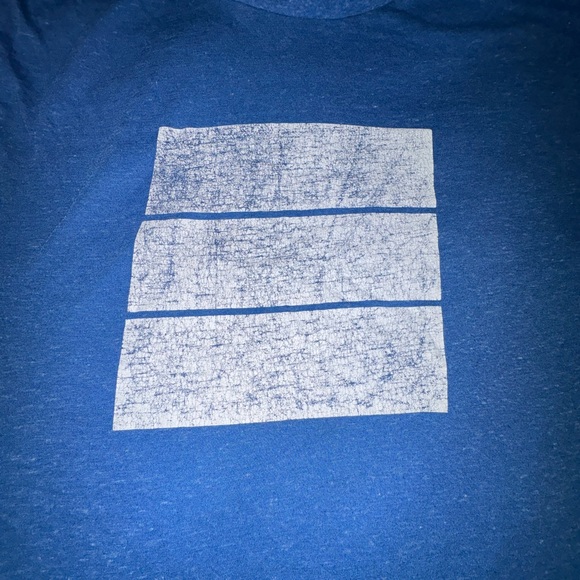 Chor Blue Linen Blend Graphic T-Shirt Men's XL White Distressed Print - Picture 2 of 5